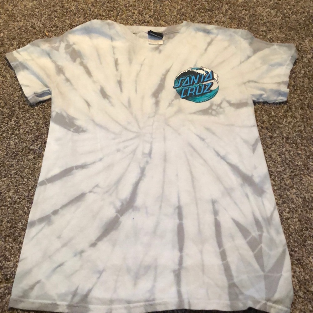 santa cruz white and gray tie dye shirt